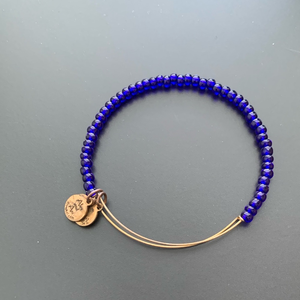 Blue beaded Alex and Ani bracelet